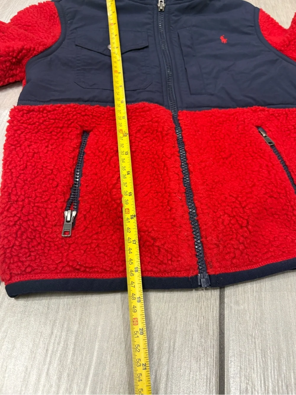 Box #7 Polo Ralph Lauren Boys size 7 Teddy Sherpa Fleece Red/Navy Jacket